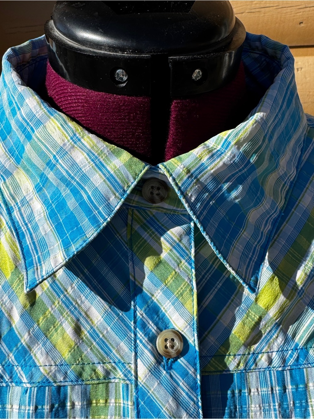 Cabela's  INSECT DEFENCE, NO FLY ZONE, XPG,Blue Plaid Button-Down Shirt. - Picture 3 of 11